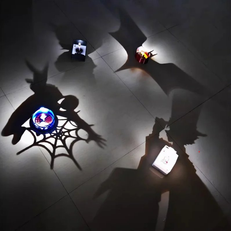 Shadow projection lamps casting dramatic shadows